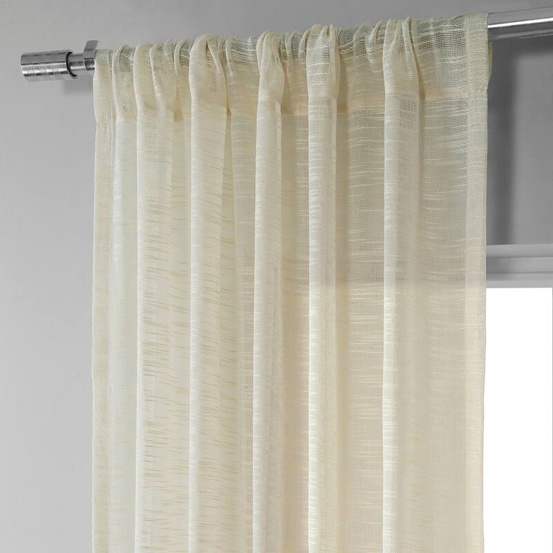 Exclusive Fabrics Open Weave Cream Linen Blend Sheer Curtains (1 Panel)