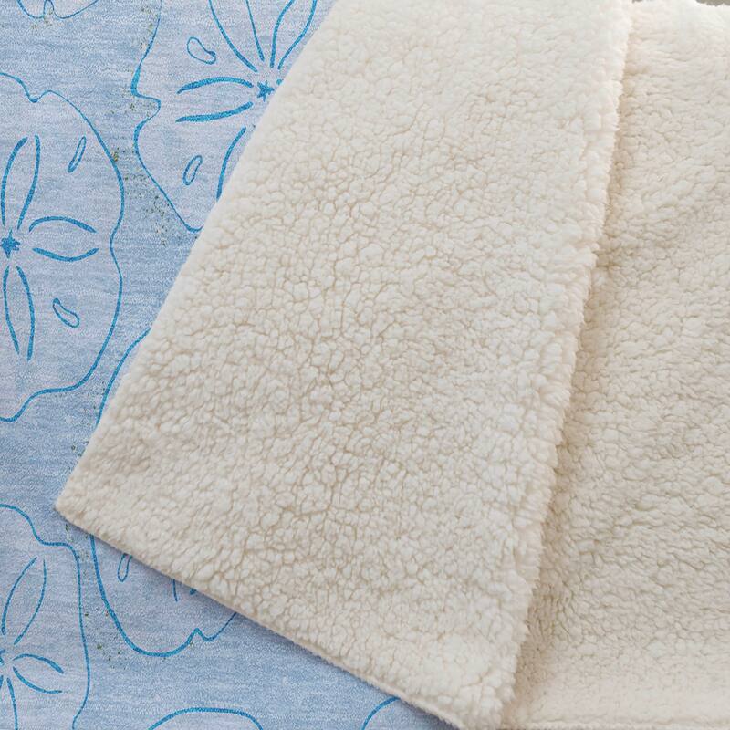 Premium Machine Washable ASB189 Coastal Sand Dollar Sherpa Throw Blanket