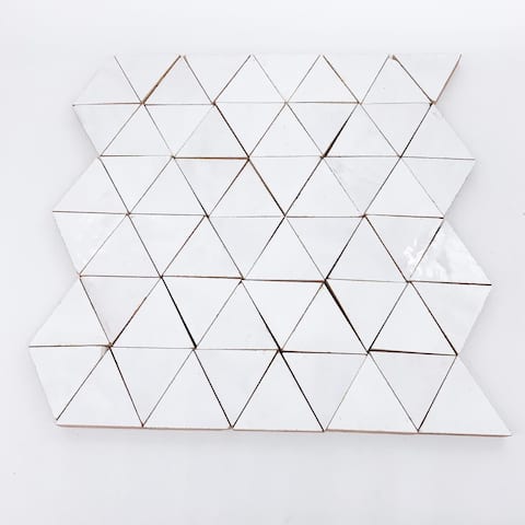 Contemporary Zellige Panels, 12" x 12" x 1/2", Triangle White