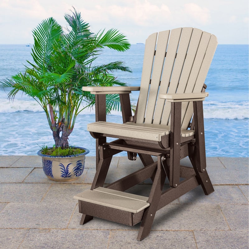 OS Home and Office Model Double Balcony Height Glider with Center Table in Weatherwood and Tudor Brown - N/A