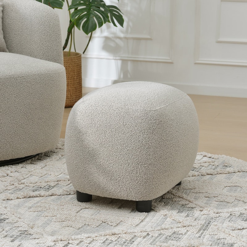KINWELL 23" W Boucle Upholstered Footstool Ottoman Sofa Chair Footrest