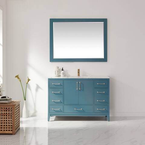 Altair Sutton Single Bathroom Vanity Set and Carrara White Marble Top with Mirror
