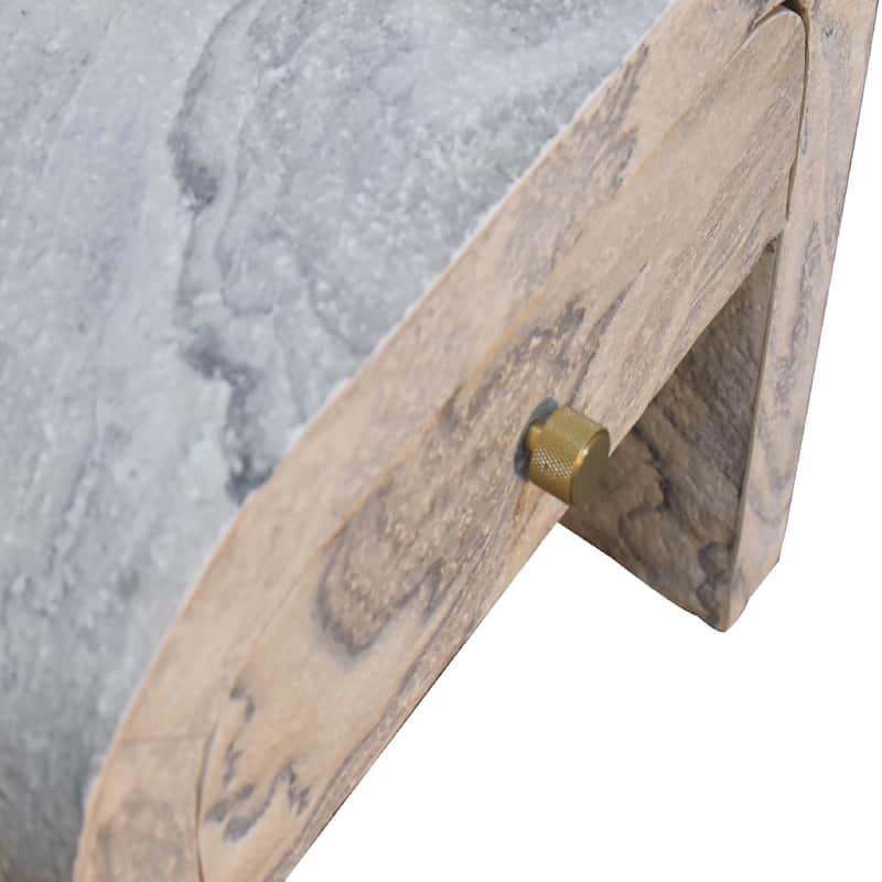 HomeRoots 16" Beige And Gray Faux Marble One Drawer Nightstand