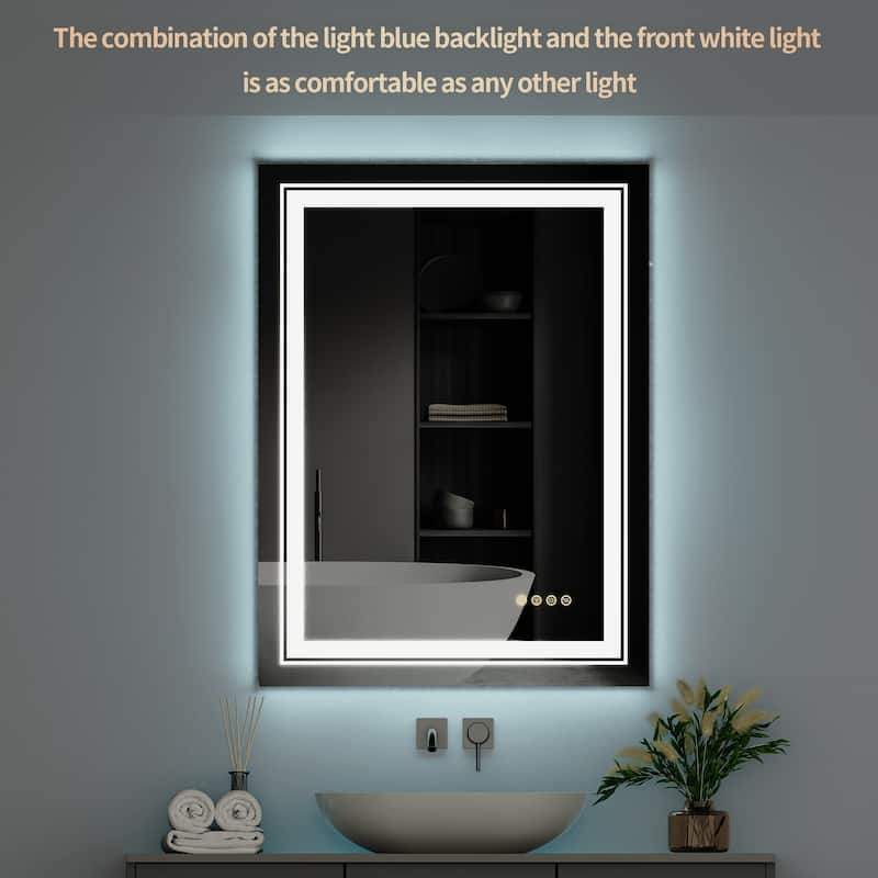 LED Wall Bathroom Mirror with Dimmer and RGB Backlit
