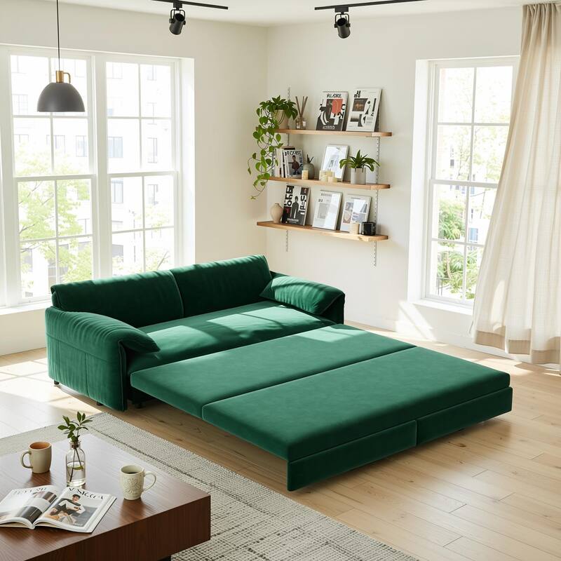 Homy Casa 3-in-1 Convertible Sofa Bed Queen Size Futon with Storage, Living Room, Bedroom, Christmas Gift
