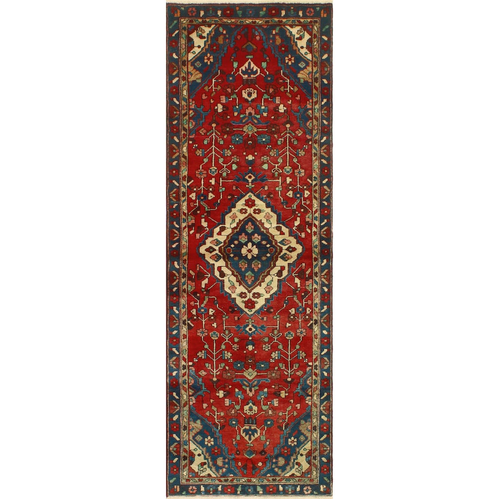 Fine Vintage Distressed Axl Red/Navy Runner - 3'0" x 9'1"
