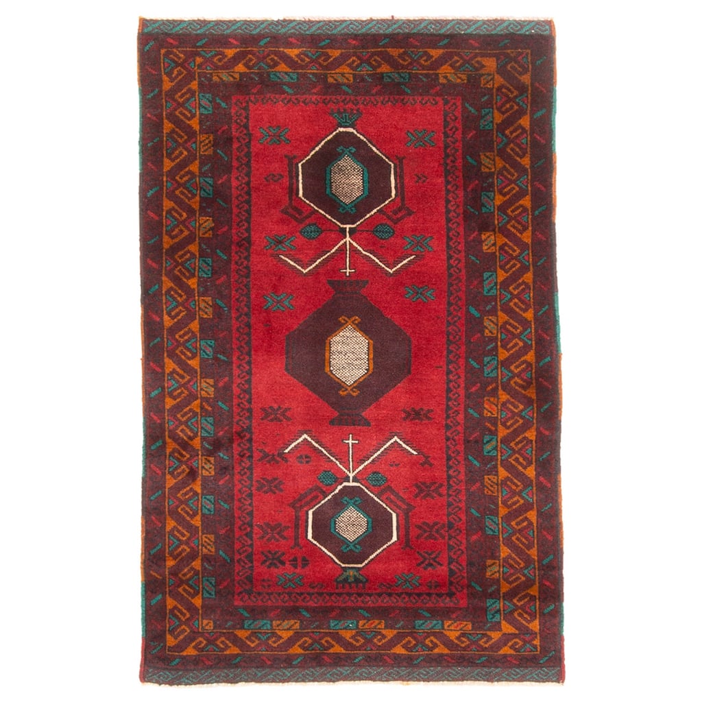 ECARPETGALLERY Hand-knotted Teimani Dark Red Wool Rug - 2'6 x 4'2