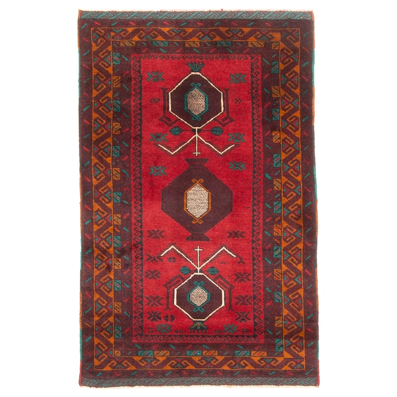 ECARPETGALLERY Hand-knotted Teimani Dark Red Wool Rug - 2'6 x 4'2