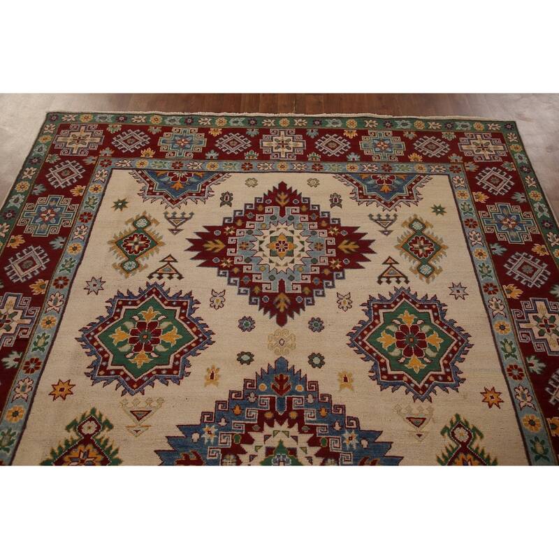 Kazak Area Rug Hand-Knotted Wool Carpet - 6'8" x 9'10"