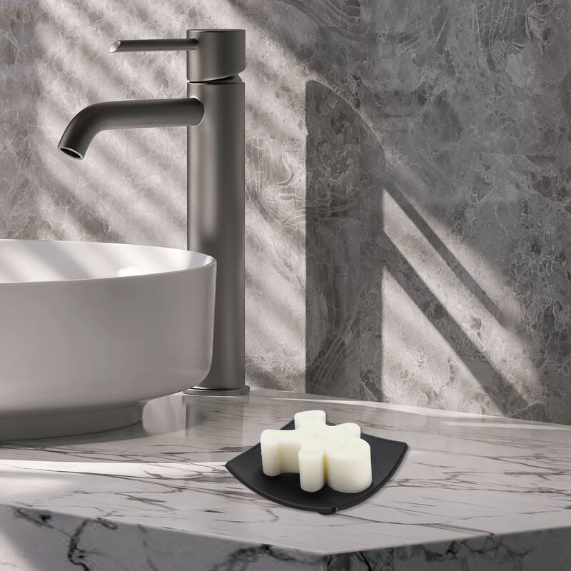 Waterproof Curved Soap Holder for Bathroom 3.74"x3.74"x0.71" 1 Pc - Black