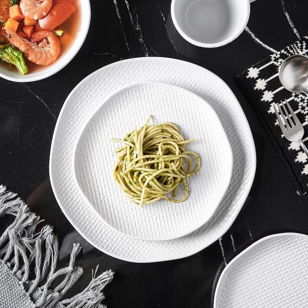 slide 2 of 39, Stone Lain Abigail Weave Stoneware Dish Set, 4 Count