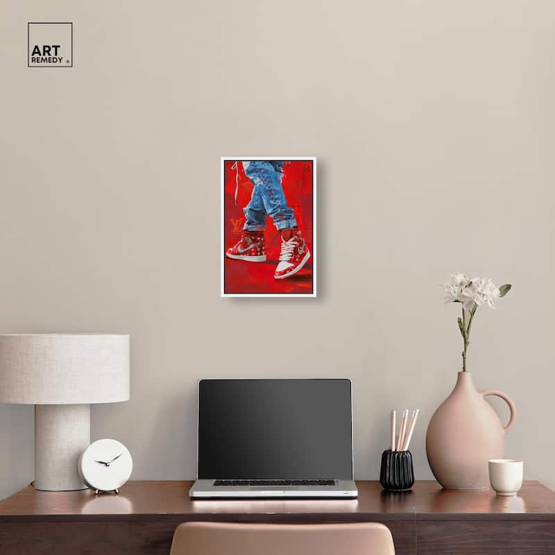 Bold Red Glam Sneakers Canvas by Art Remedy