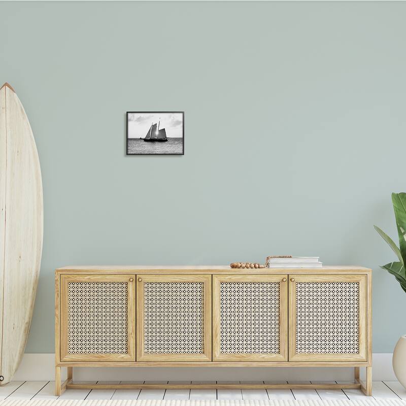 Stupell Traditional Ship Sailing Across Ocean Black White Photography Framed Wall Art