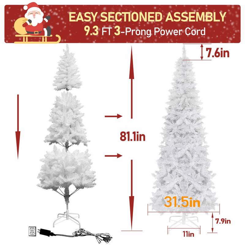 VEIKOUS 6.5FT/7.5FT Pre-Lit LED Artificial Christmas Tree Pencil