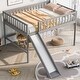 preview thumbnail 2 of 26, Full Size Low Loft Bed with Slide & Ladder, Grey