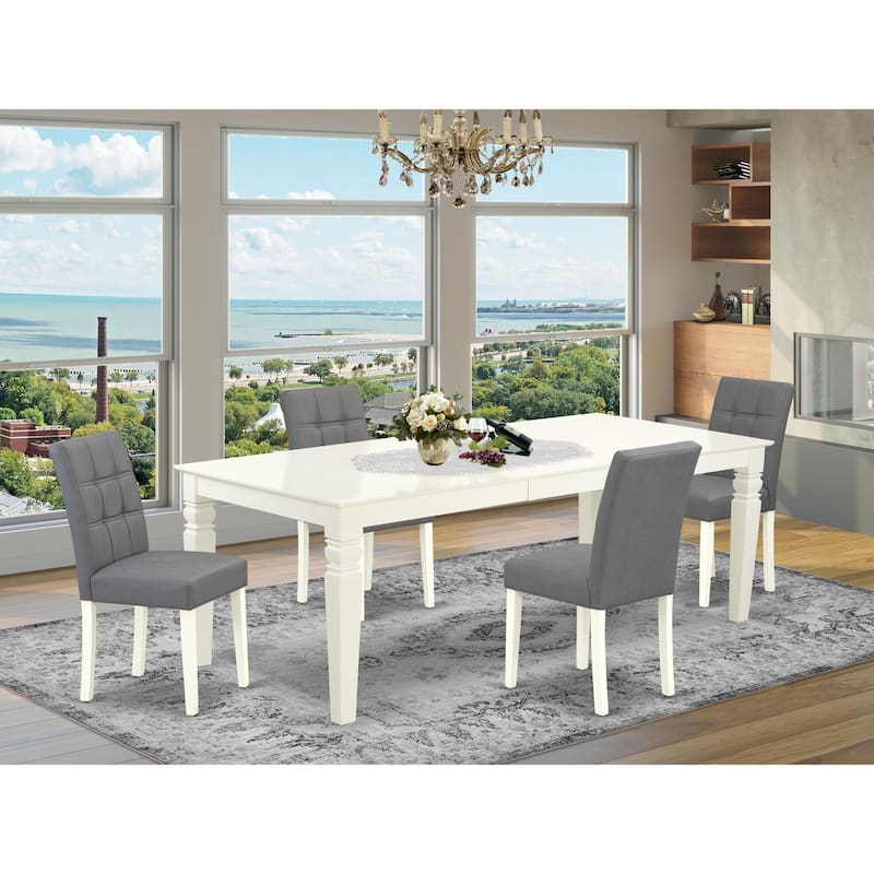 East West Furniture Dining Table Set Contains a Rectangle Kitchen Table and Chairs, Linen White (Pieces Options) - LGAS5-LWH-41
