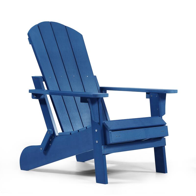 Hurley Folding Poly Plastic Adirondack Chair with Pull-out Ottoman