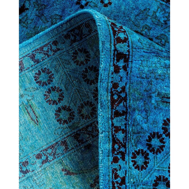 Overton Hand Knotted Wool Vintage Inspired Modern Contemporary Overdyed Blue Area Rug - 3' 1" x 5' 5"