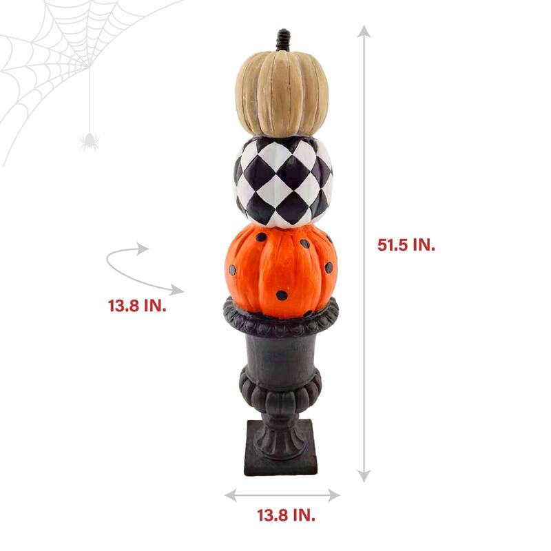 Haunted Hill Farm 52-in. Stacked Pumpkins in Urn Decoration