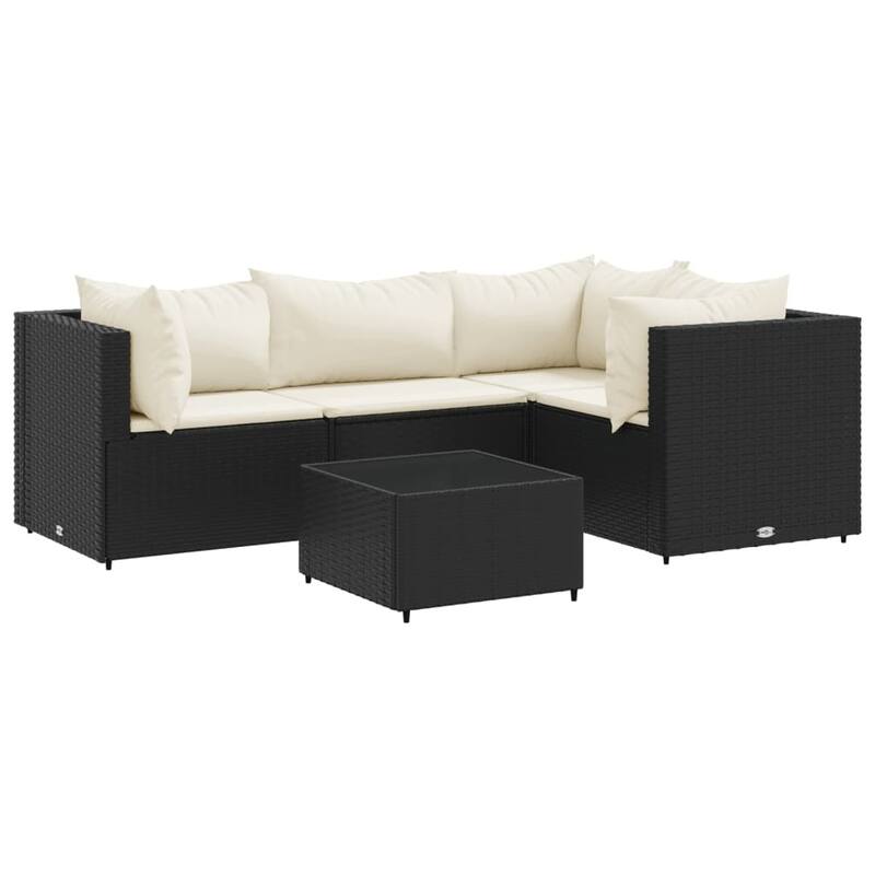 vidaXL Patio Lounge Set with Cushions Sectional Sofa Garden Backyard Poly Rattan - 24.8 x 24.8 x 22.6