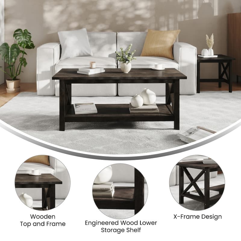 Solid Wood Traditional Farmhouse Coffee Table