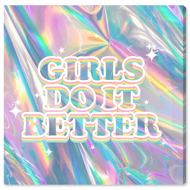 Wynwood Studio Canvas Typography and Quotes Girls Do It Better White and Metallic Silver Wall Art Canvas Print