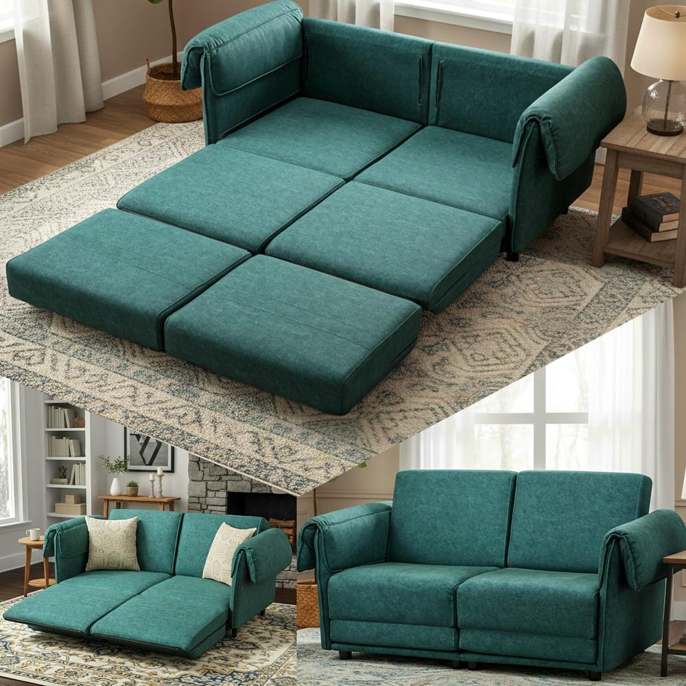 65" Loveseat Sleeper Sofa, Convertible Couch Bed Loveset Small Couchs for Living Room