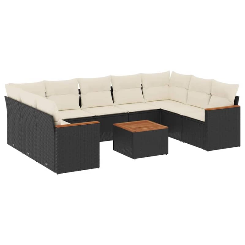 vidaXL Patio Sofa Set with Cushions Outdoor Conversation Furniture Poly Rattan