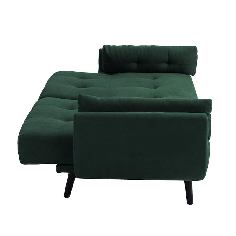 75" Convertible Sleeper Futon Sofa Bed With Adjustable Tufted Back