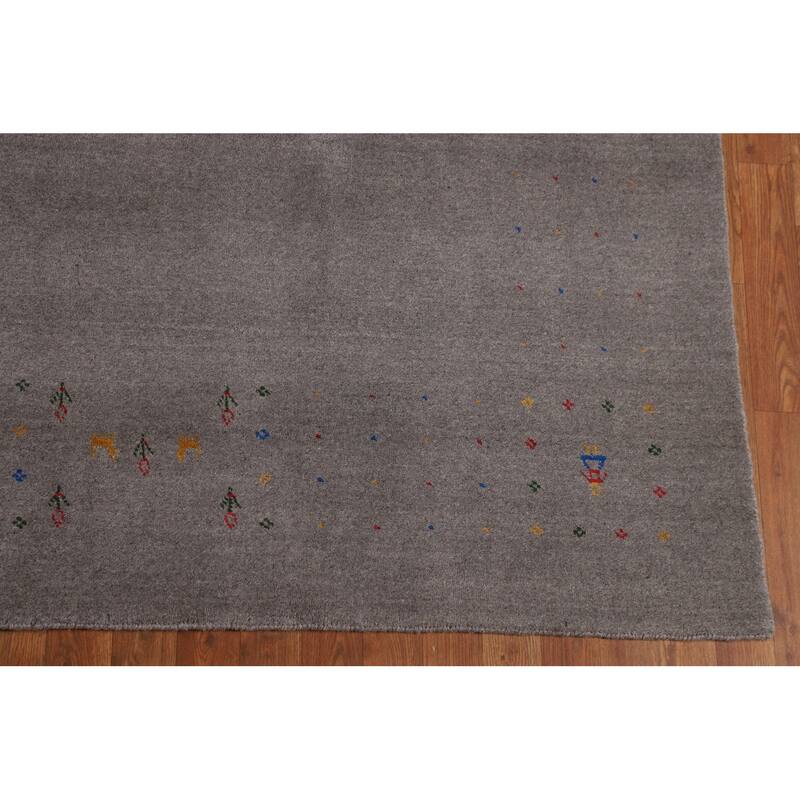 Tribal Gabbeh Indian Area Rug Handmade Wool Carpet - 8'0"x 9'11"