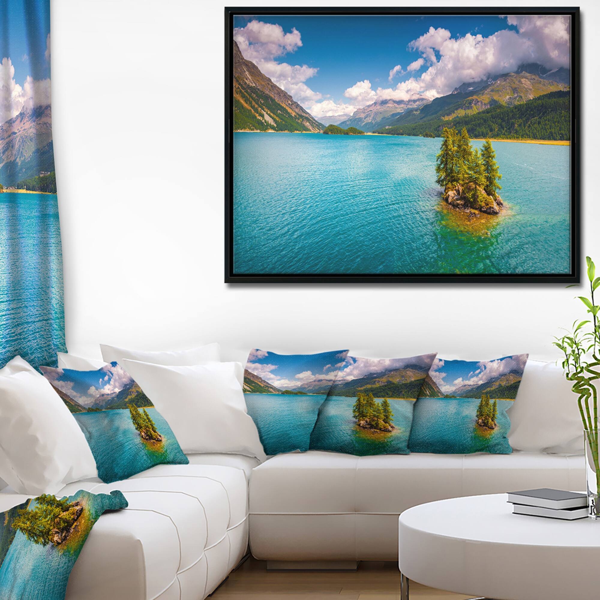 Designart "Silsersee Lake in the Swiss Alps" Large Landscape Framed