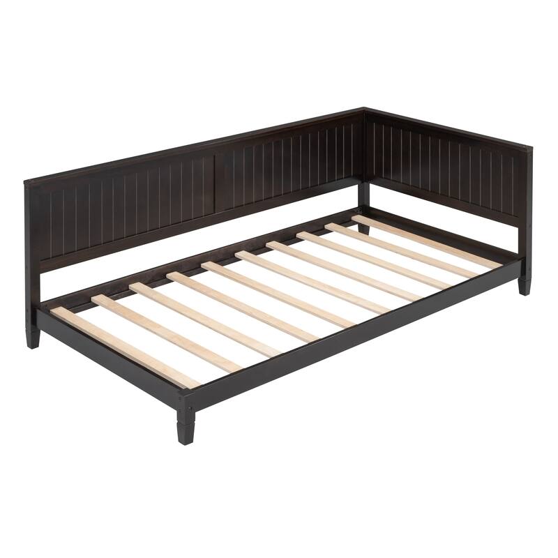 Twin Wooden Daybed with Backrest & Armrest