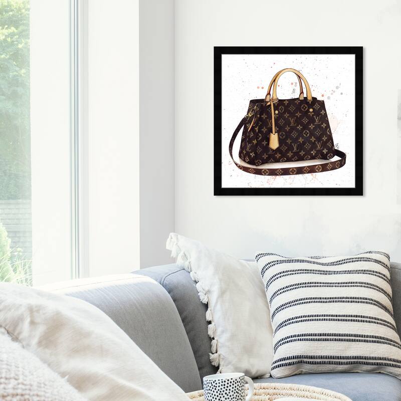 Oliver Gal 'Doll Memories -Details Bag' Fashion and Glam Framed Wall Art Prints Handbags - Brown, Brown - 20 x 20 - Black