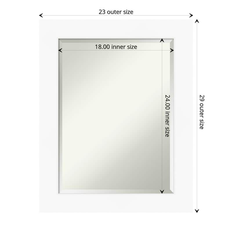 Beveled Bathroom Wall Mirror - Cabinet White Frame - Outer Size: 23 x 29 in