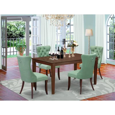 East West Furniture Kitchen Table Set Includes a Rectangle Dining Room Table and Parson Chairs, Mahogany (Pieces Options)