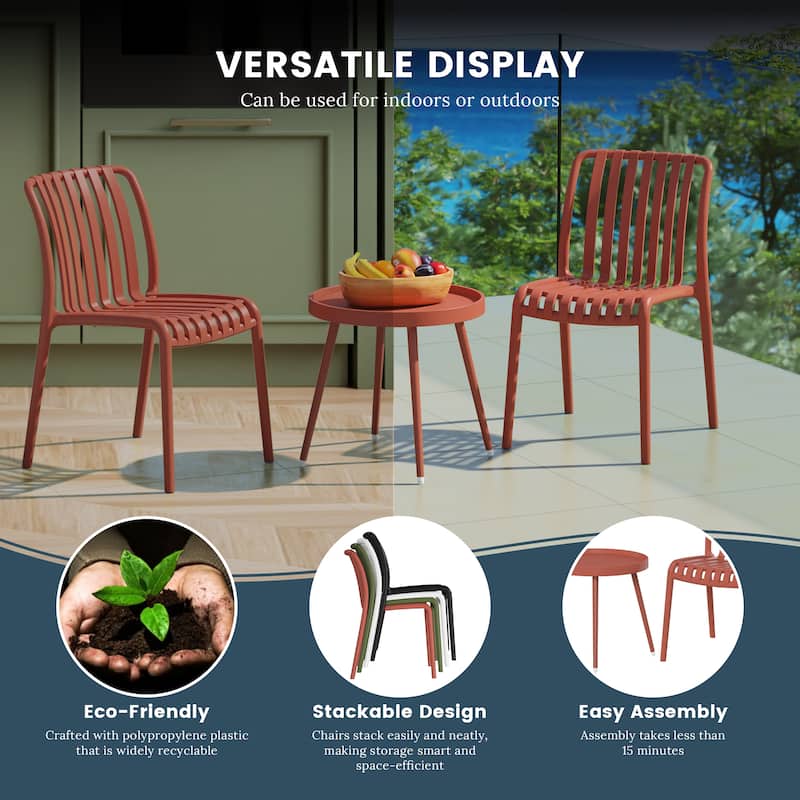 Frond and Form 3-Piece Outdoor Patio Chair With Side Table
