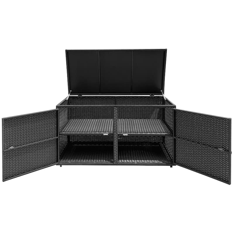Costway 88 Gallon Garden Patio Rattan Storage Container Box Bin Shelf - See Details