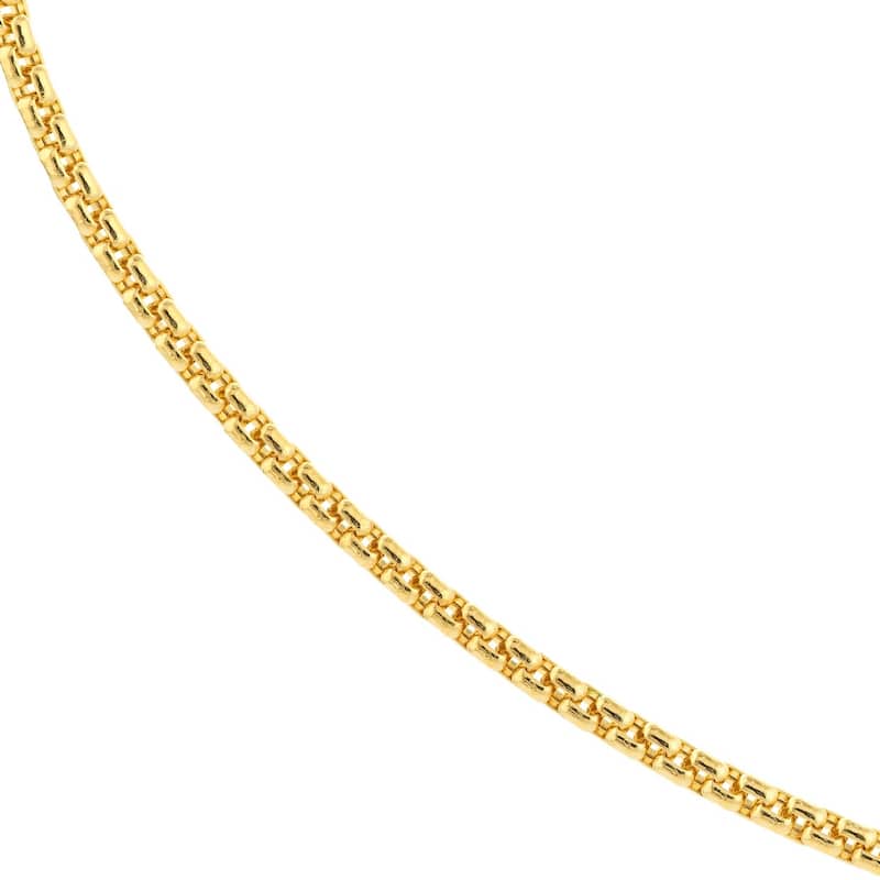 Curata 14k Yellow Gold 1.8mm Hollow Round Box Chain Necklace (Lobster)