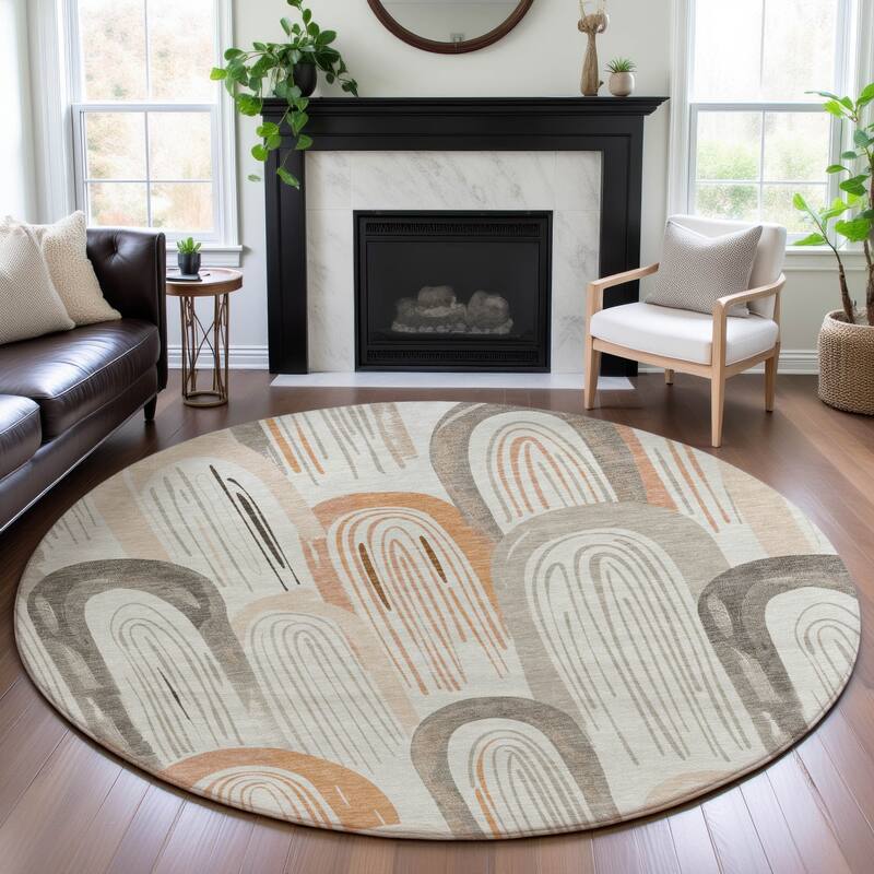 Premium Washable Super Soft Contemporary Imprints Mayfield Rug - Ivory - 8' x 8'