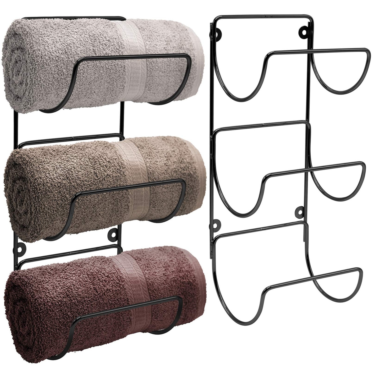 3Pcs Metal Kitchen Storage Over Cabinet Curved Towel Bar - Hang on Inside  or Outside of Doors, Organize and Hang Hand, Dish, and Tea Towels 