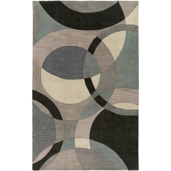 Shop Hand Tufted Contemporary Mayflower Circles Wool Rug Overstock 12152642 9 X 12 Light Grey