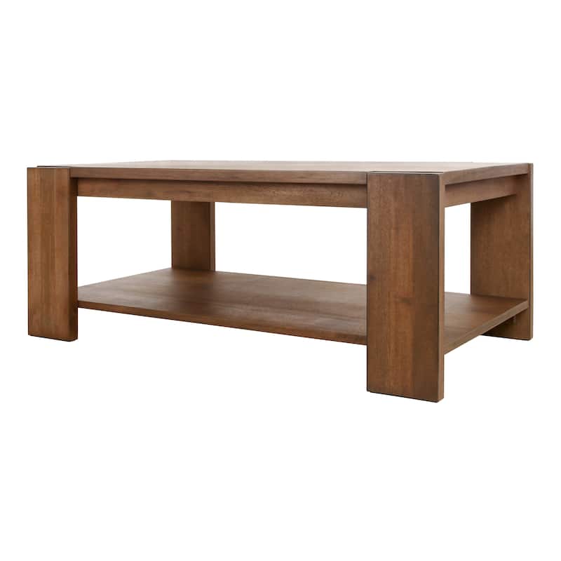 NPD Furniture Morton Rectangular Coffee Table with Open Shelf - Rustic Walnut