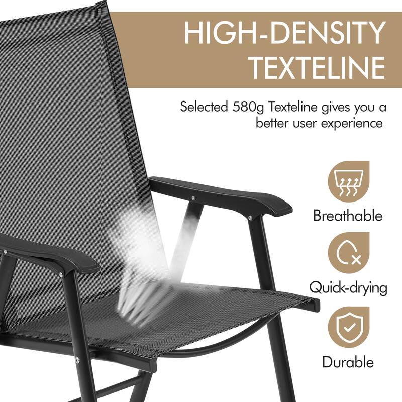 Yaheetech 4pcs Folding Dining Chairs Patio Dining Chairs with Backrest and Armrests