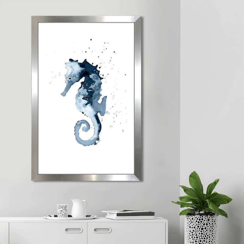 "Navy Ink Sea Horse (Vertical)" Print on Acrylic