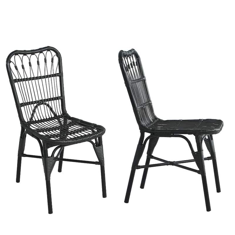 Outdoor PE Wicker Patio Dining Chairs Set of 2,Outdoor Rattan chairs for Backyard, Poolside, Garden