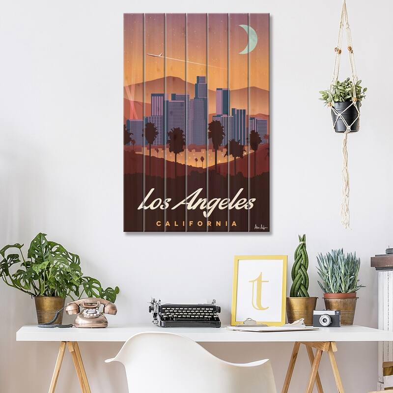 Los Angeles Print On Wood by IdeaStorm Studios - Multi-Color