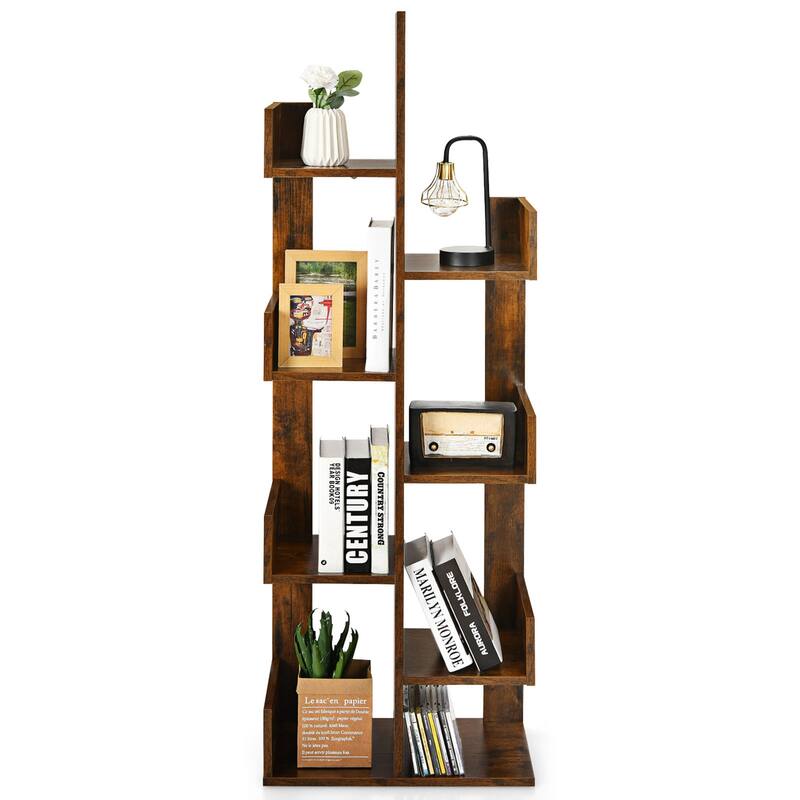 Gymax 8-Shelf Bookcase Modern Tree Bookshelf Storage Decor - 20''x 10'' x 57''