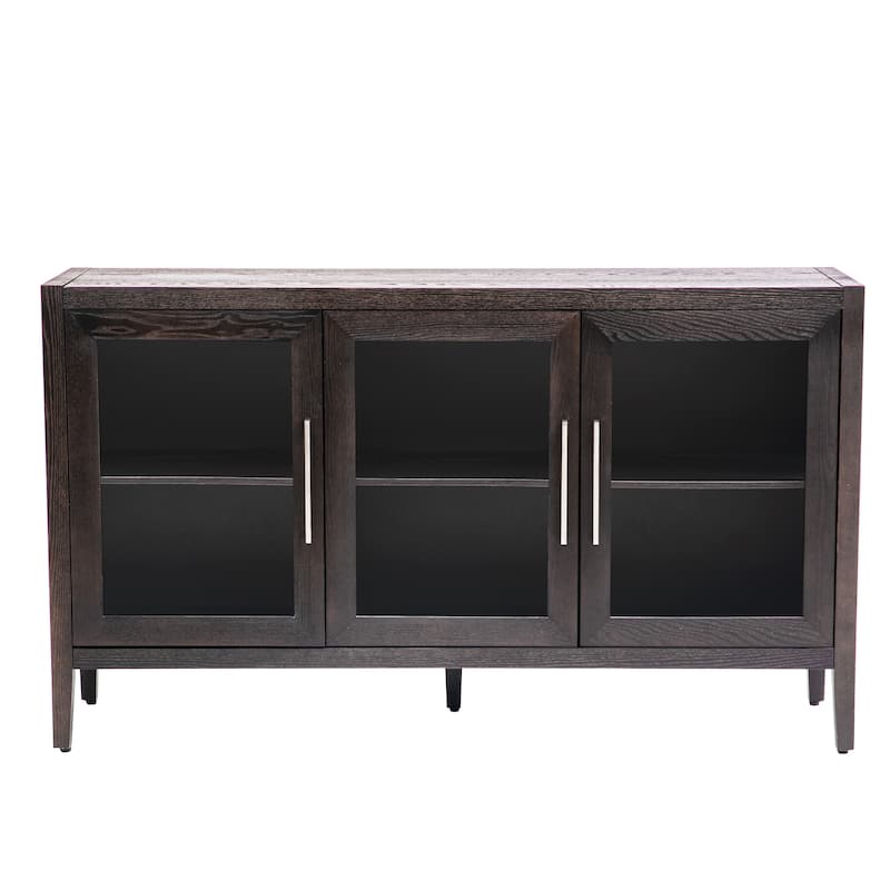 Modern MDF Storage Cabinet with Tempered Glass Doors and Adjustable Shelf for Living Room & Entryway