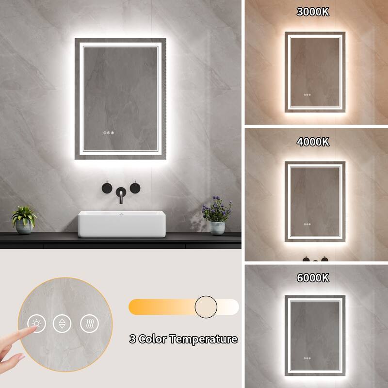 Modland Small Size LED Bathroom Mirror Back & Front Lighted Anti-Fog