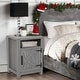 preview thumbnail 11 of 9, Farmhouse Barn Door Nightstand Bedside Table with Storage Open Compartment